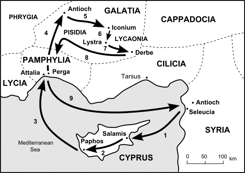 Map Of Paul s First Missionary Journey Paul s Missionary 