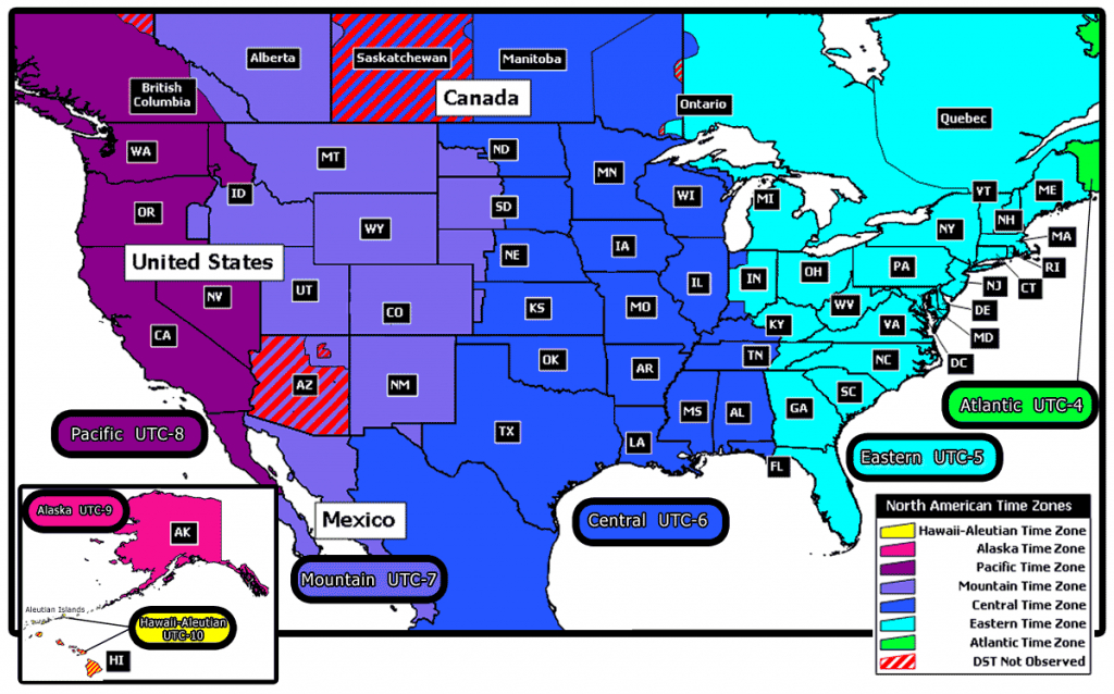 Map Of Time Zones United States Refrence Inspirationa Us 