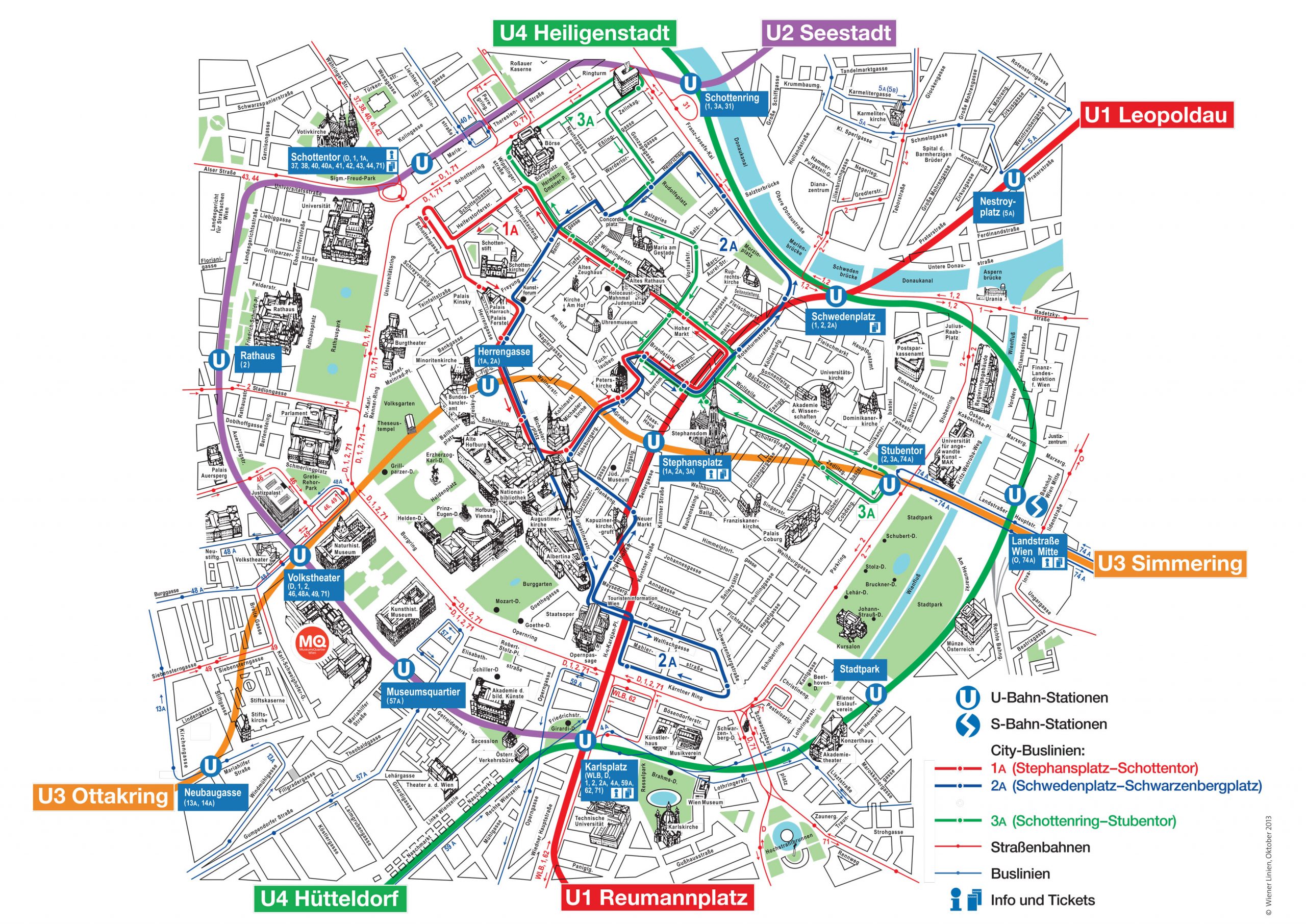 Map Of Vienna Tourist Attractions Sightseeing Tourist Tour