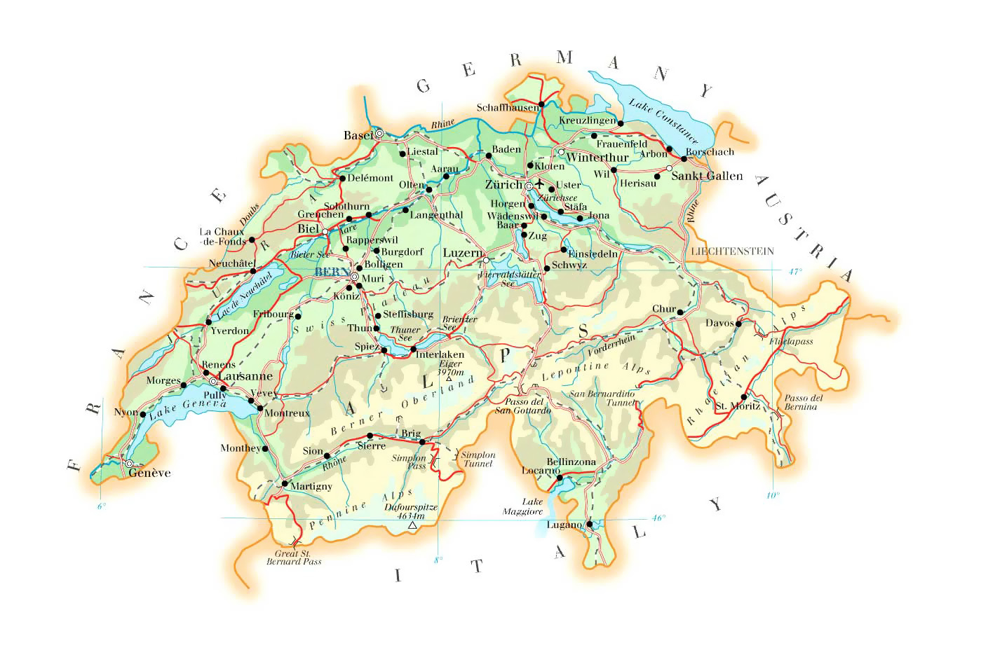 Maps Of Switzerland Detailed Map Of Switzerland In 