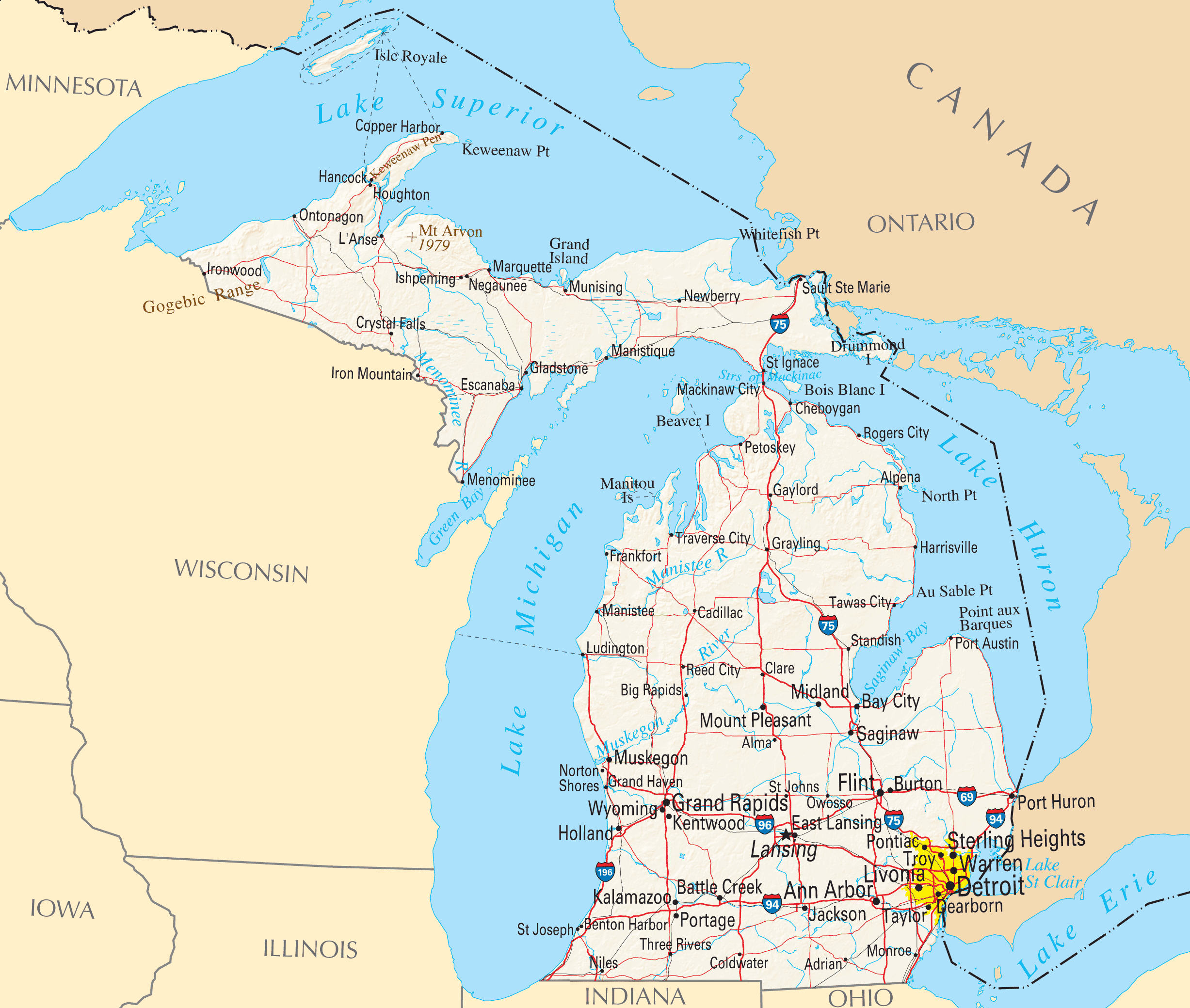 Michigan Reference Map Mapsof Net Michigan Reference Map Mapsof Net