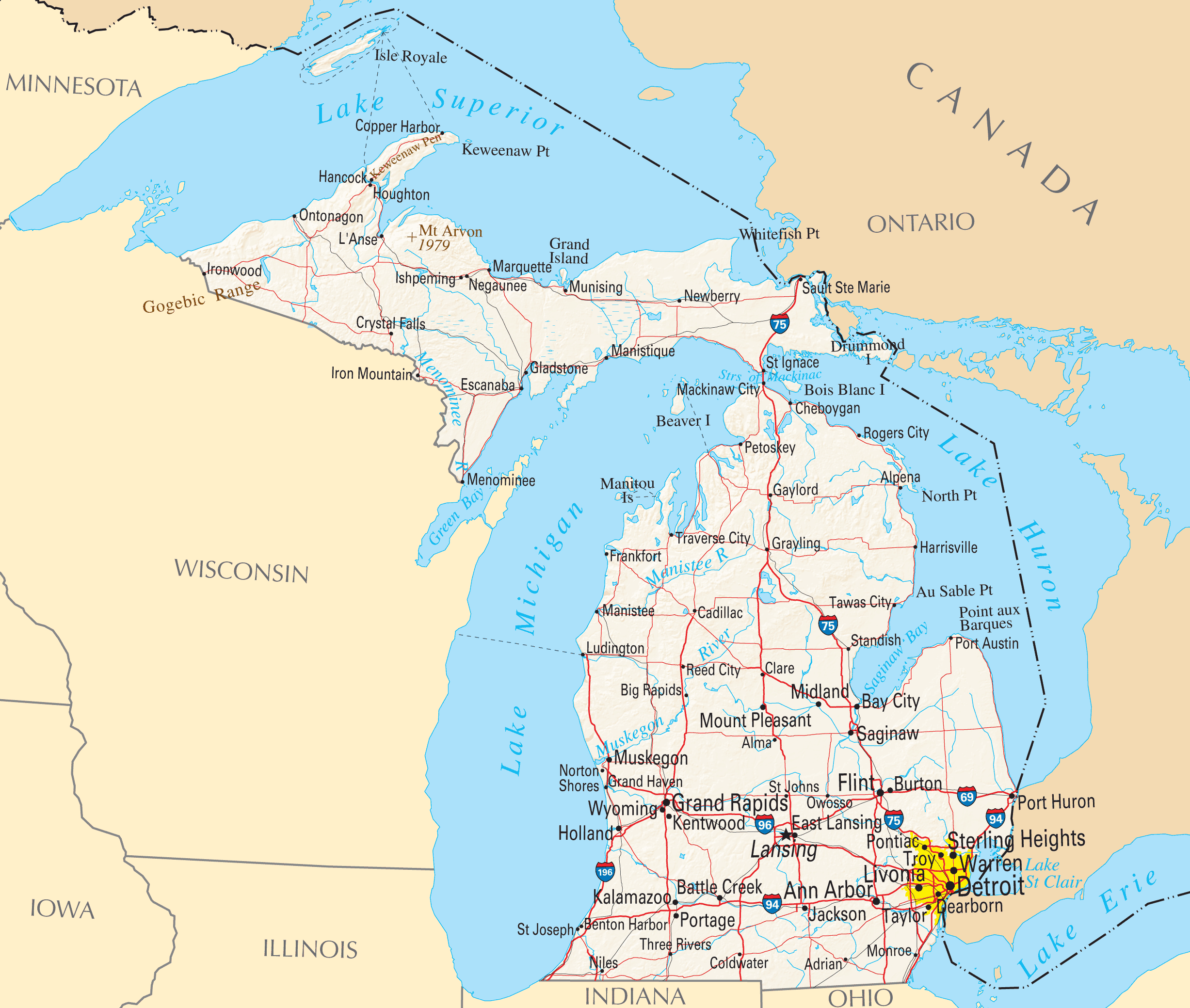 Michigan Reference Map Mapsof Net