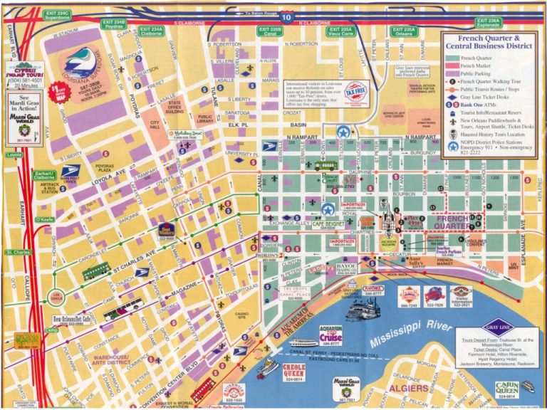 New Orleans Walking Map Afputra Pertaining To Printable
