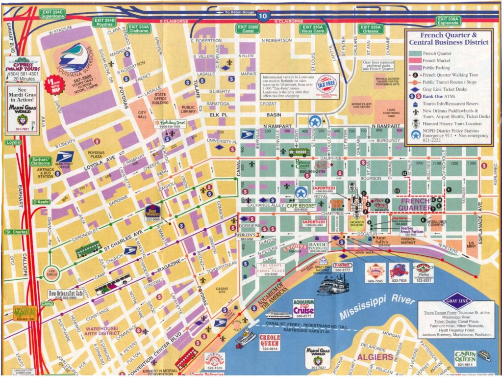 New Orleans Walking Map Afputra Pertaining To Printable 