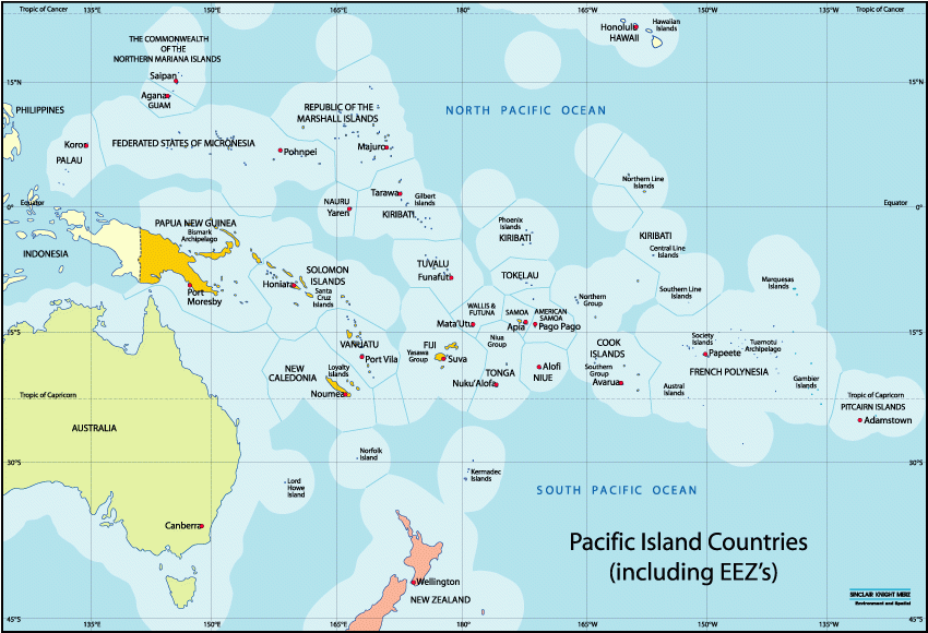 Pacific Island Map Tropical Islands Paradise South 