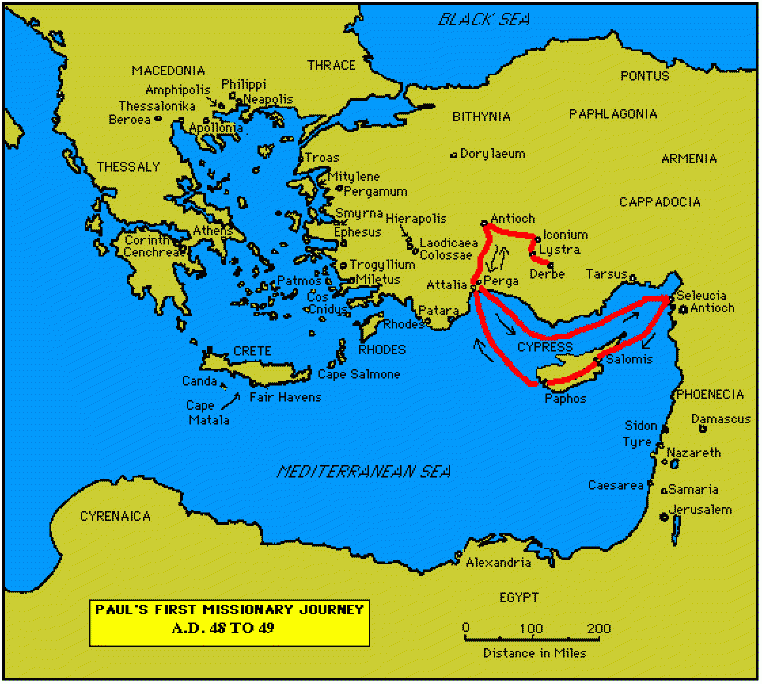 Paul S First Missionary Journey Bible Land Maps From All Paul s First Missionary Journey Bible Land Maps From All