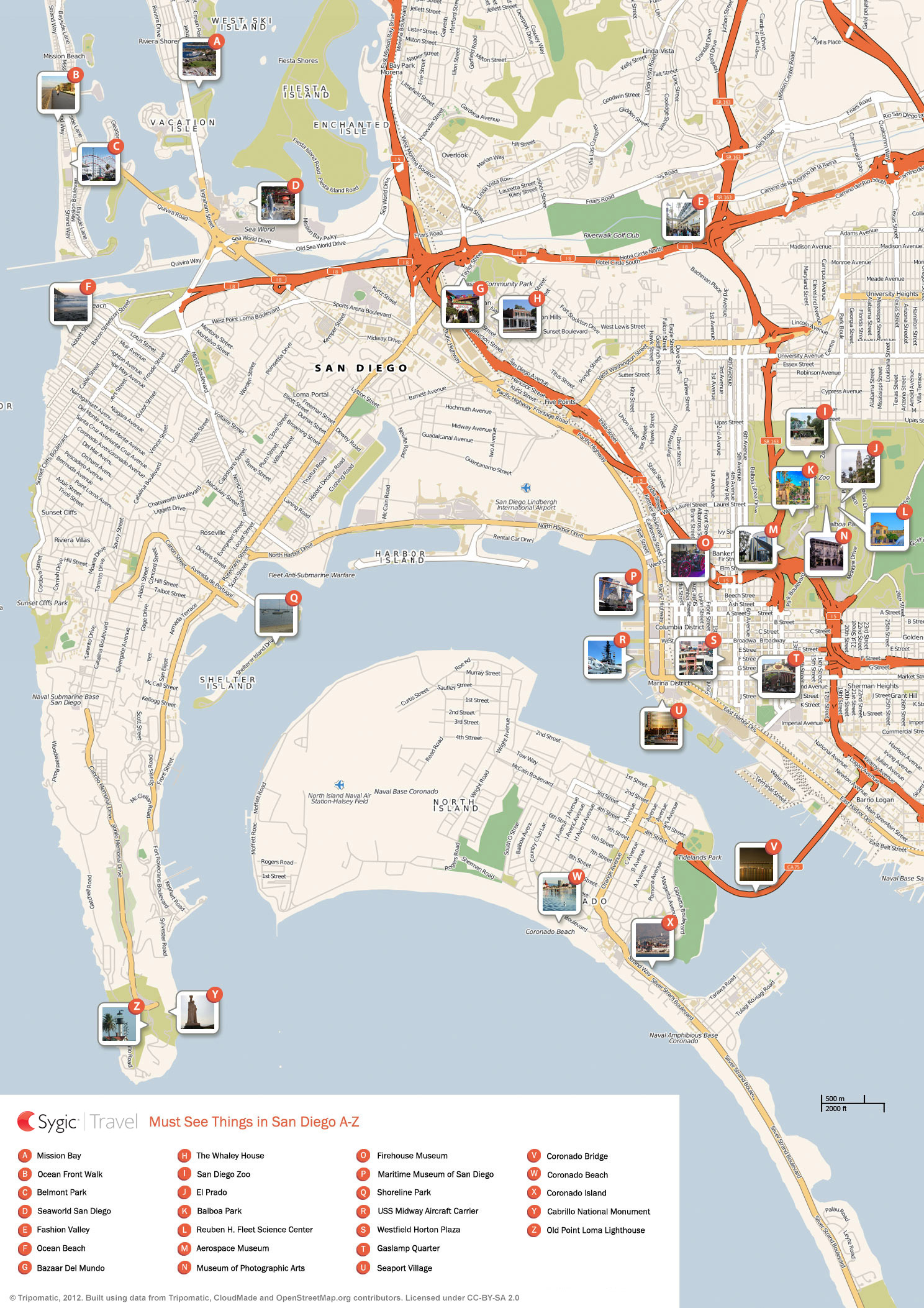 San Diego Printable Tourist Map Sygic Travel