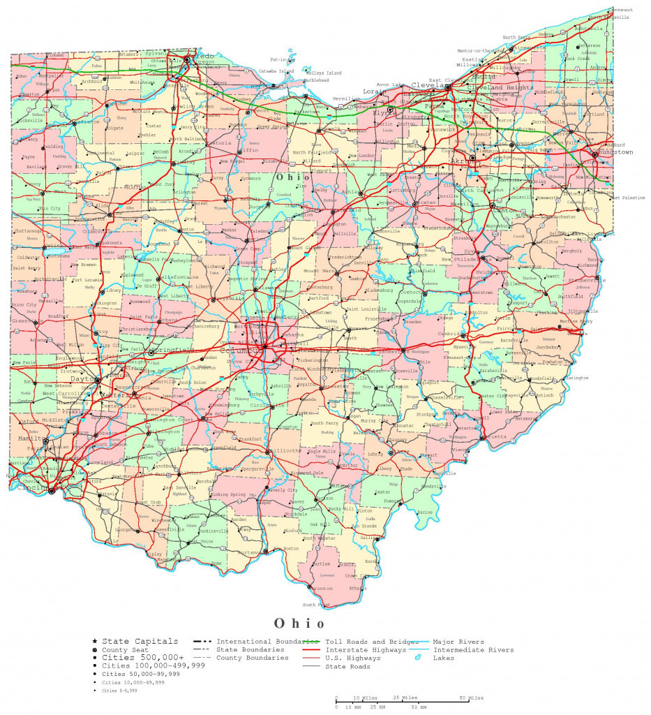 State Of Ohio Map Showing Counties Printable Map