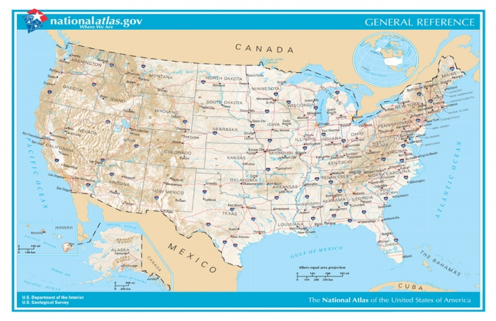 United States National Atlas Map Poster