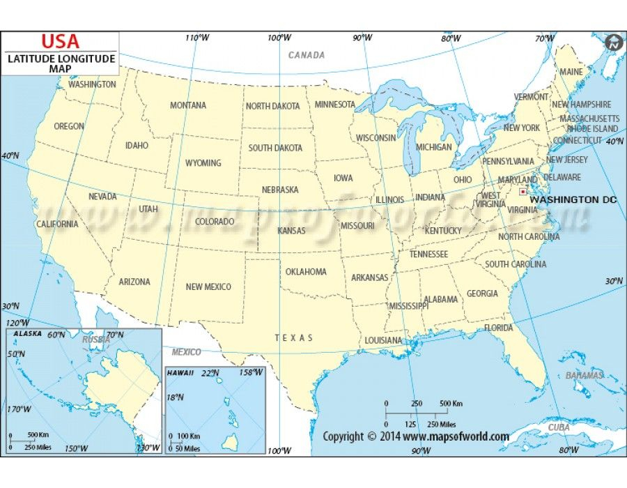US Map With Latitude And Longitude Haritalar