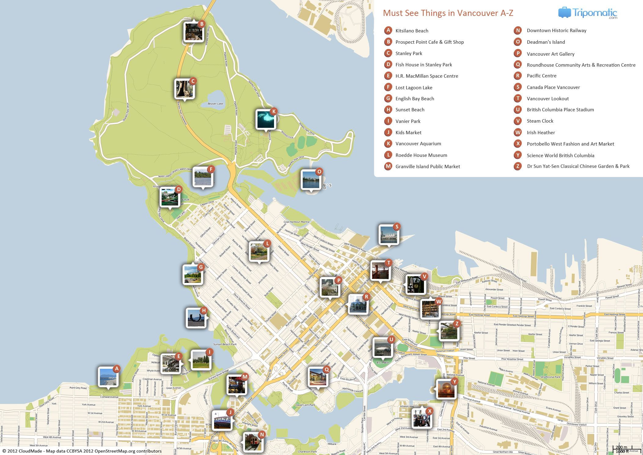 Vancouver Printable Tourist Map Tourist Map Canada 