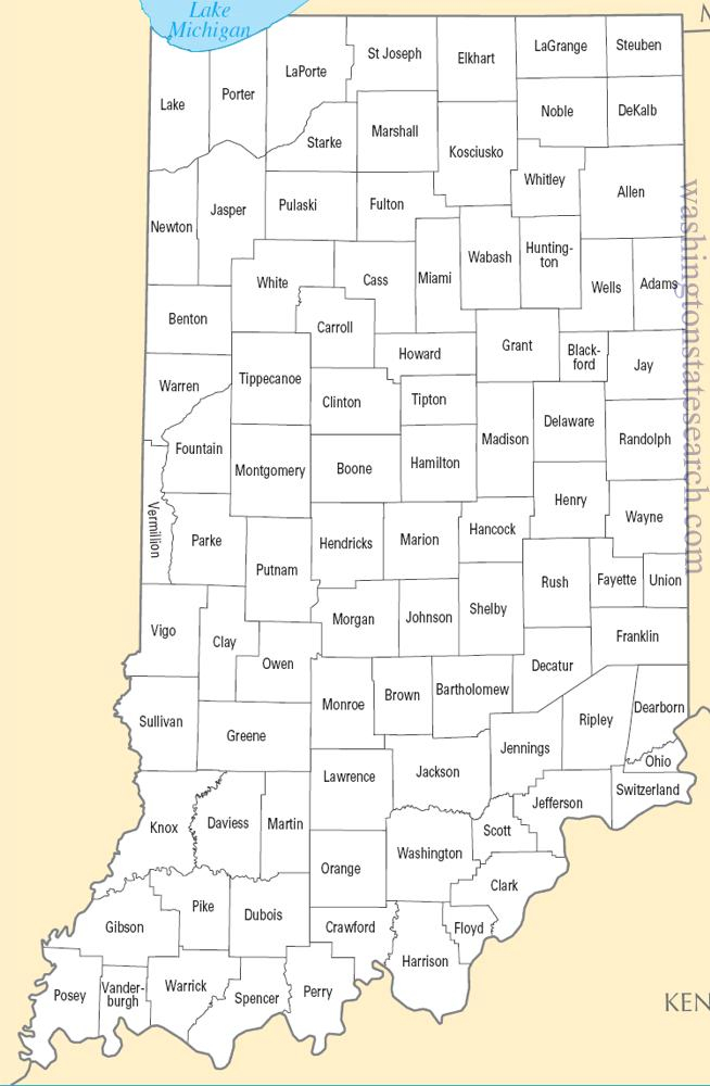  A Large Detailed Indiana State County Map