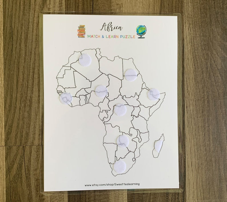 Africa Puzzle Map Kids Printable Learning Worksheet Busy 