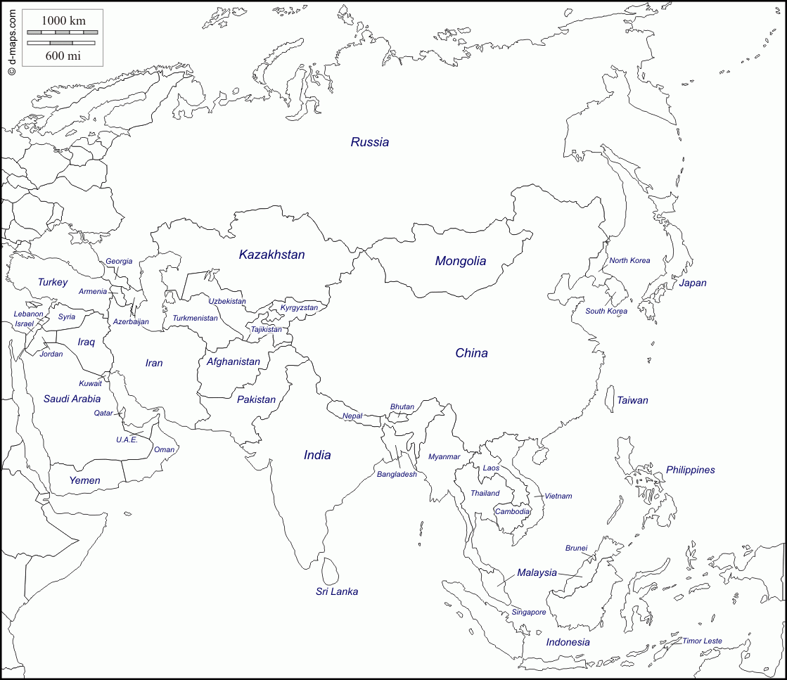 Asia Free Map Free Blank Map Free Outline Map Free 