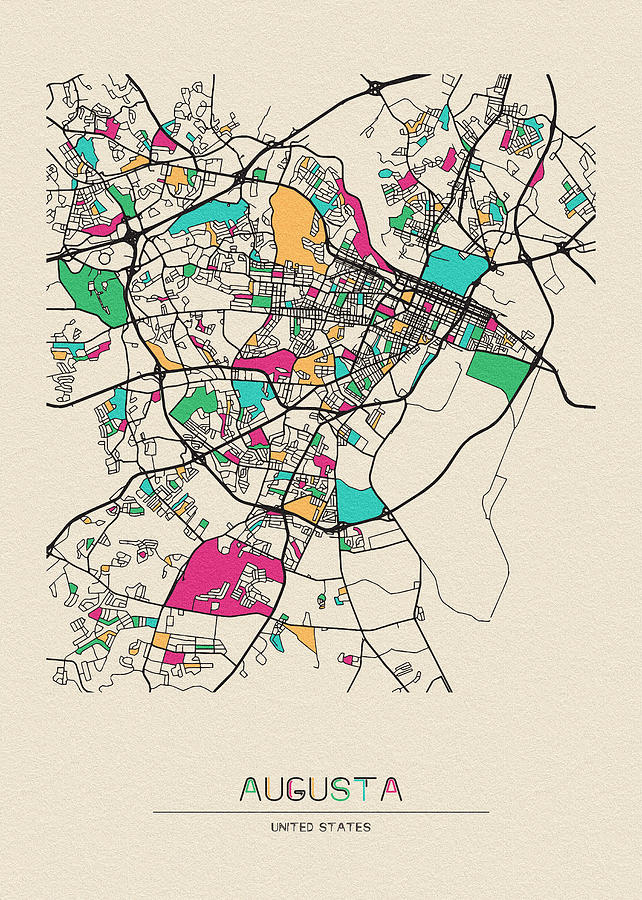 Augusta Georgia City Map Digital Art By Inspirowl Design