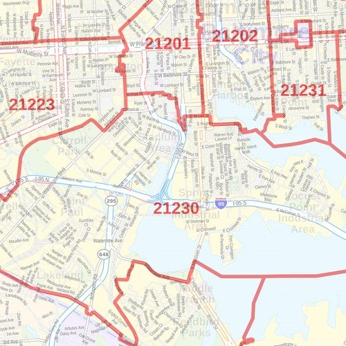 Baltimore Zip Code Map Maryland