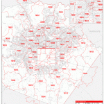 Bexar County TX Zip Code Wall Map Red Line Style By