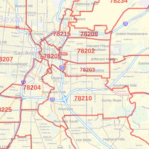 Bexar County Zip Code Map Texas 