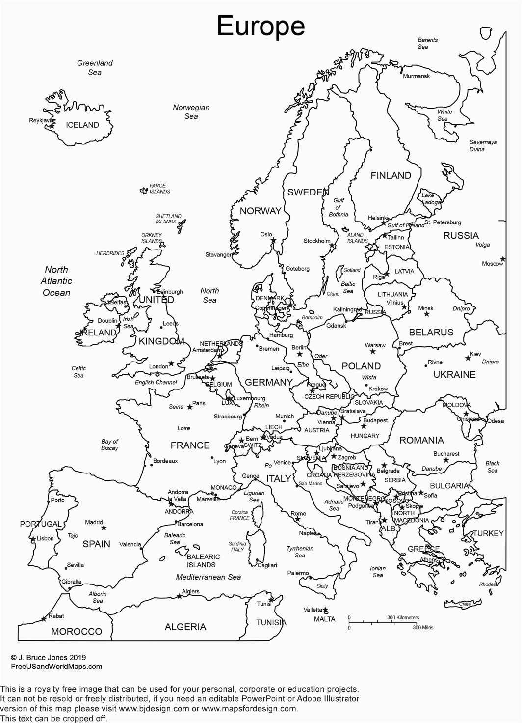 Black And White Political Map Of Europe Map Of The World 
