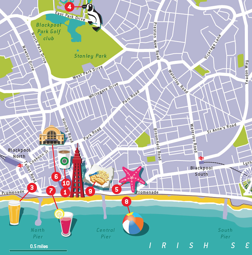 Blackpool Tourist Map Section Of A Recent Travel Map For 