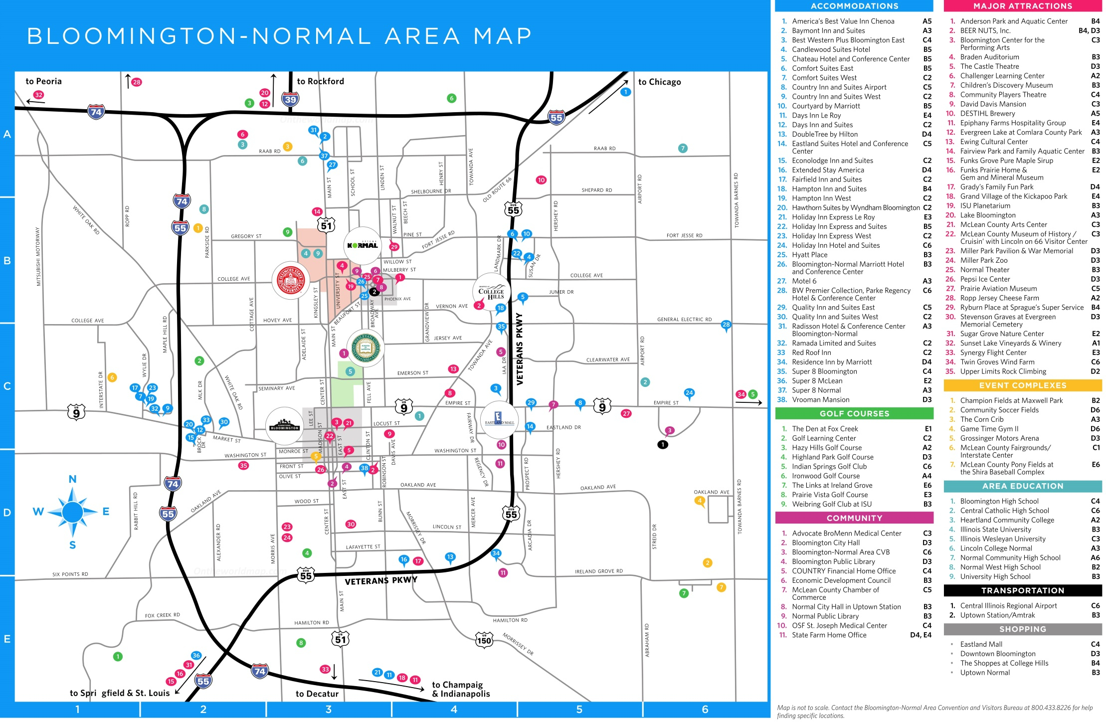 Bloomington Normal Tourist Map