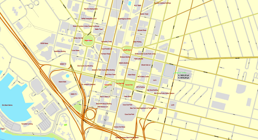 Buffalo Map New York US Printable Vector Street Map Full 