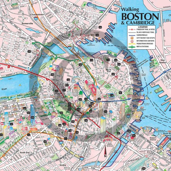 Buy Boston Walking Driving Maps Online Boston Tourist Maps