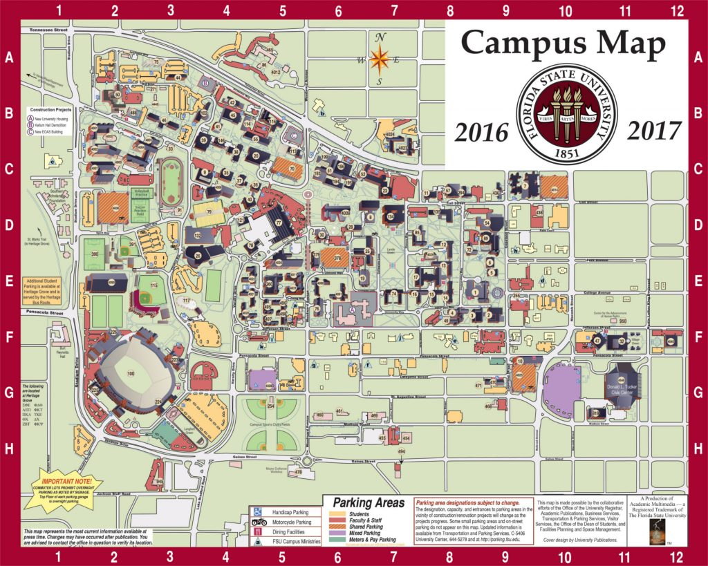Campus Map Fsu Online Visitor s Guide Florida State 
