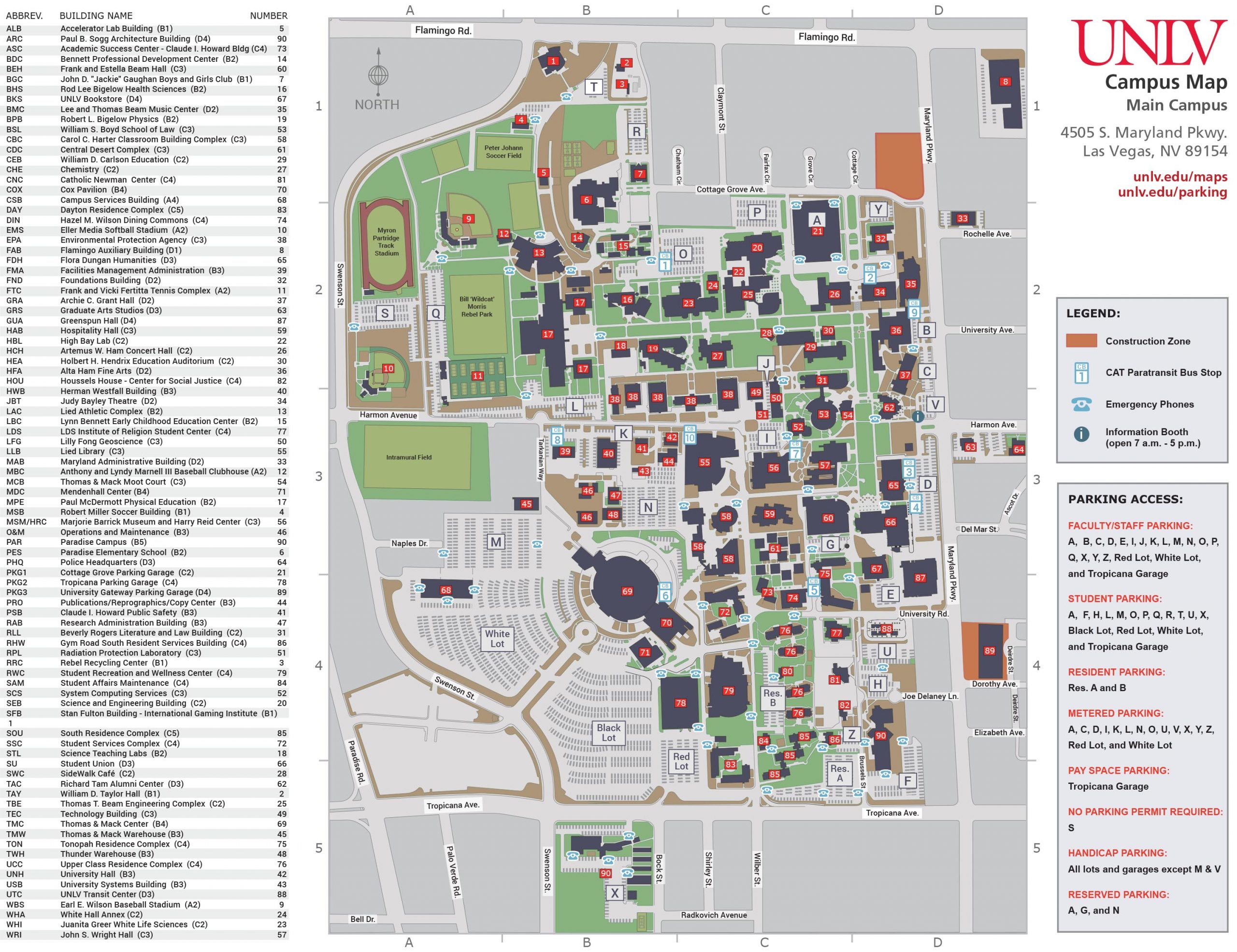 CAMPUS MAP UNLV Online Visitor s Guide