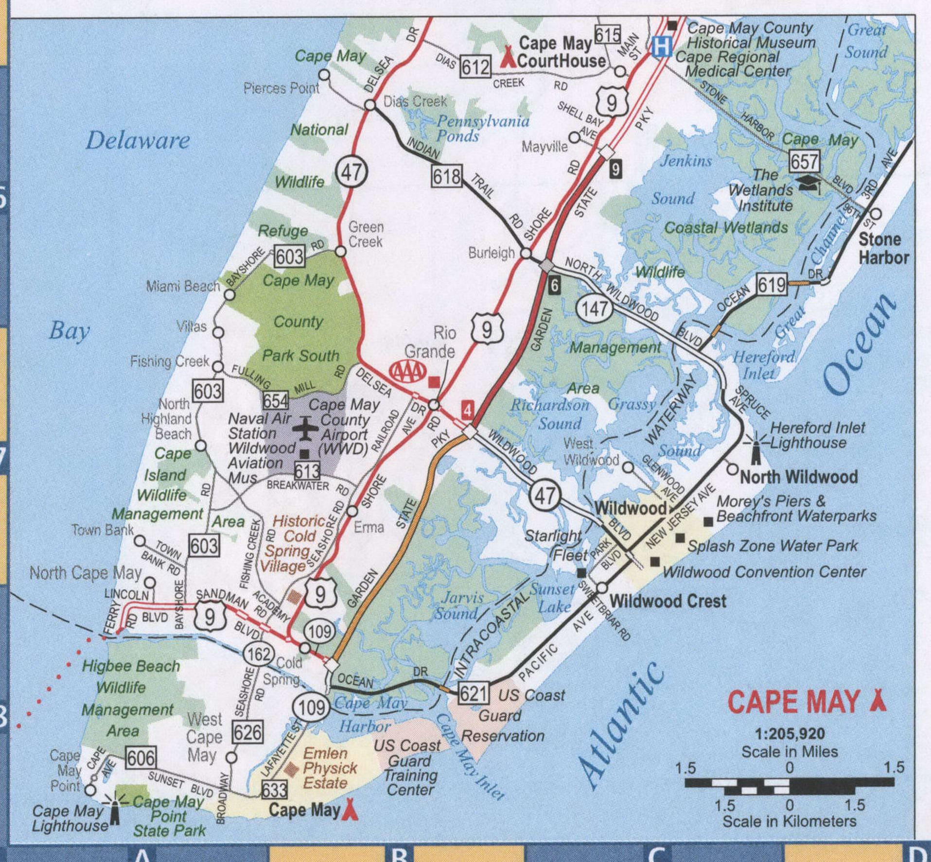 Cape May NJ Roads Map