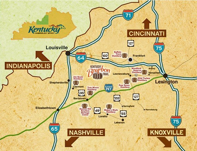 Check Out This Map Of The KY Bourbon Trail Be Sure To