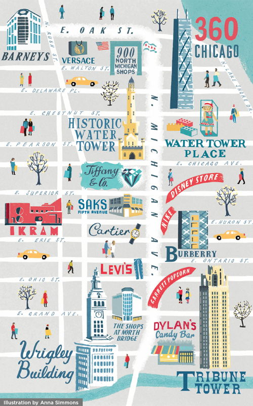 Chicago Guide Map To Holiday Shopping Along Magnificent Mile Chicago Guide Map To Holiday Shopping Along Magnificent Mile