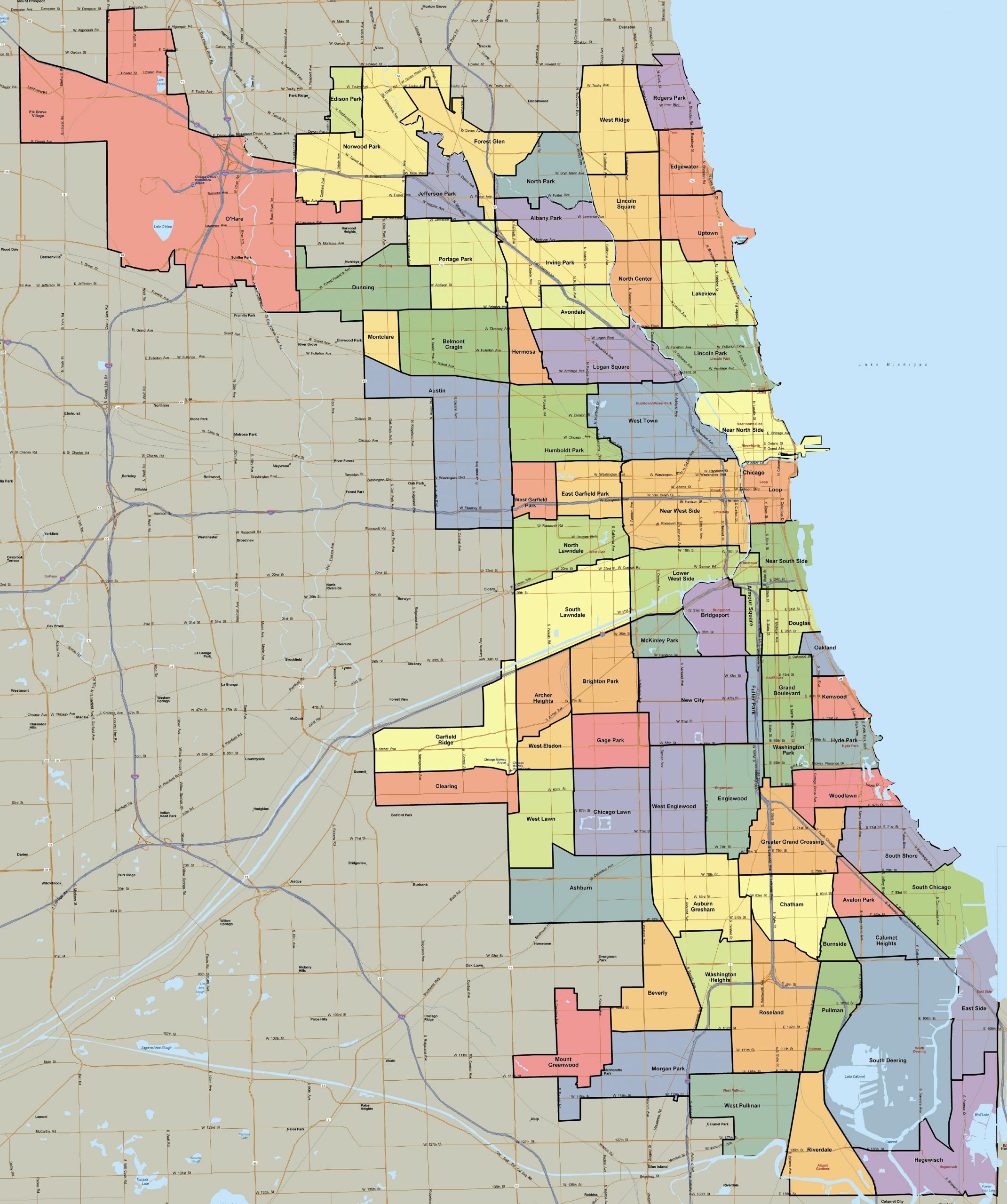 Chicago Neighborhood Map Chicago Neighborhoods Map 
