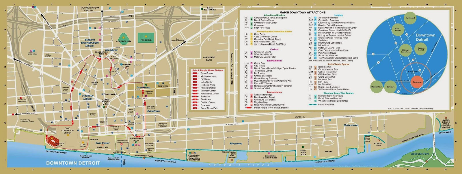 City Of Detroit Downtown Map Free Printable Maps