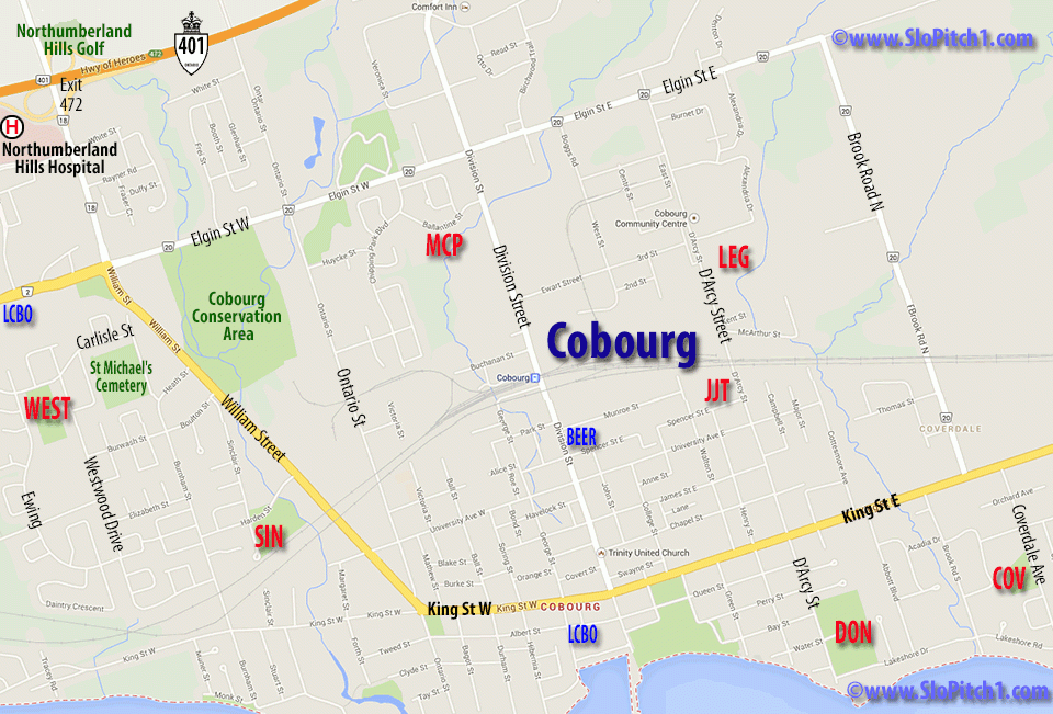 Cobourg Map Of Parks Diamonds