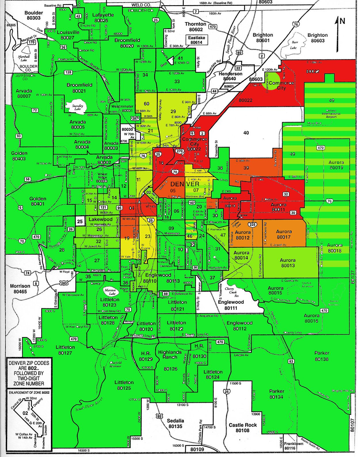 Denver Area Zip Code Map Colorado Map Zip Code Map 