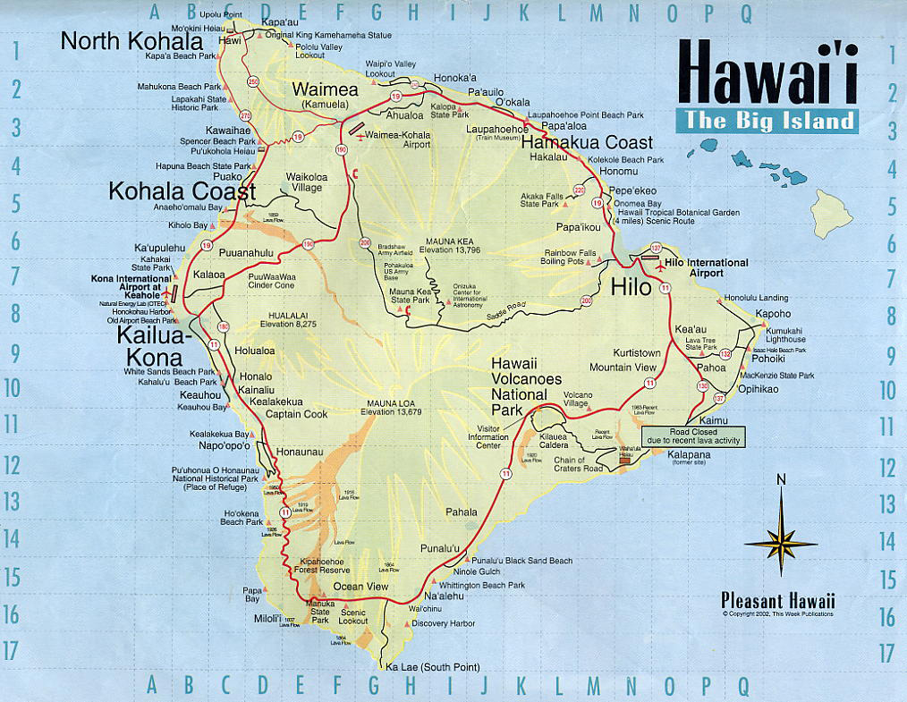Detailed Map Of Big Island Of Hawaii With Roads Vidiani Detailed Map Of Big Island Of Hawaii With Roads Vidiani