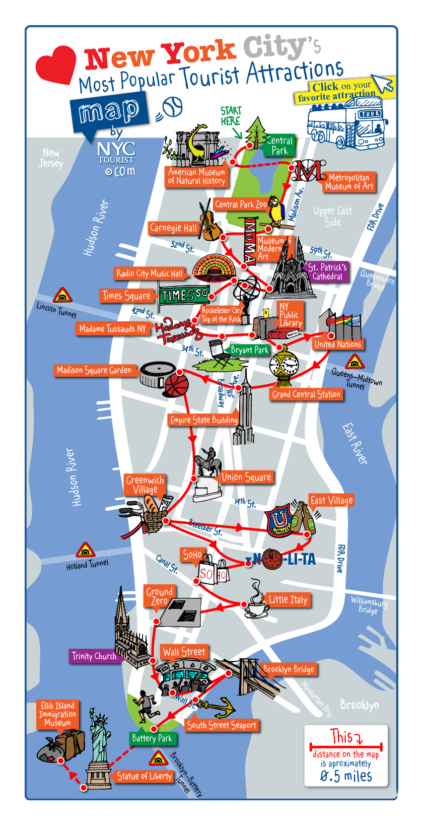 Detailed Map Of Most Popular Tourist Attractions Of 