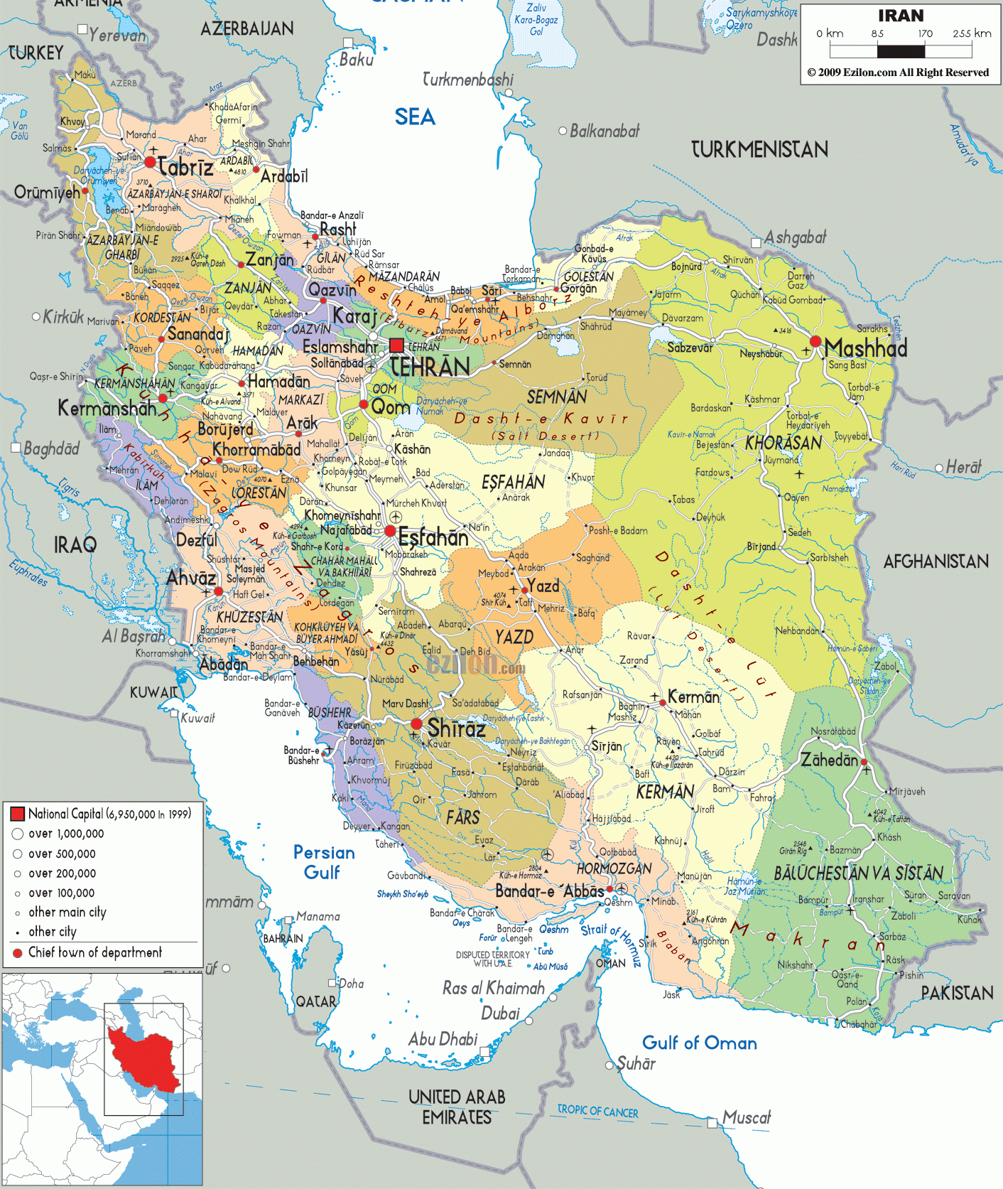Detailed Political Map Of Iran Ezilon Maps Detailed Political Map Of Iran Ezilon Maps