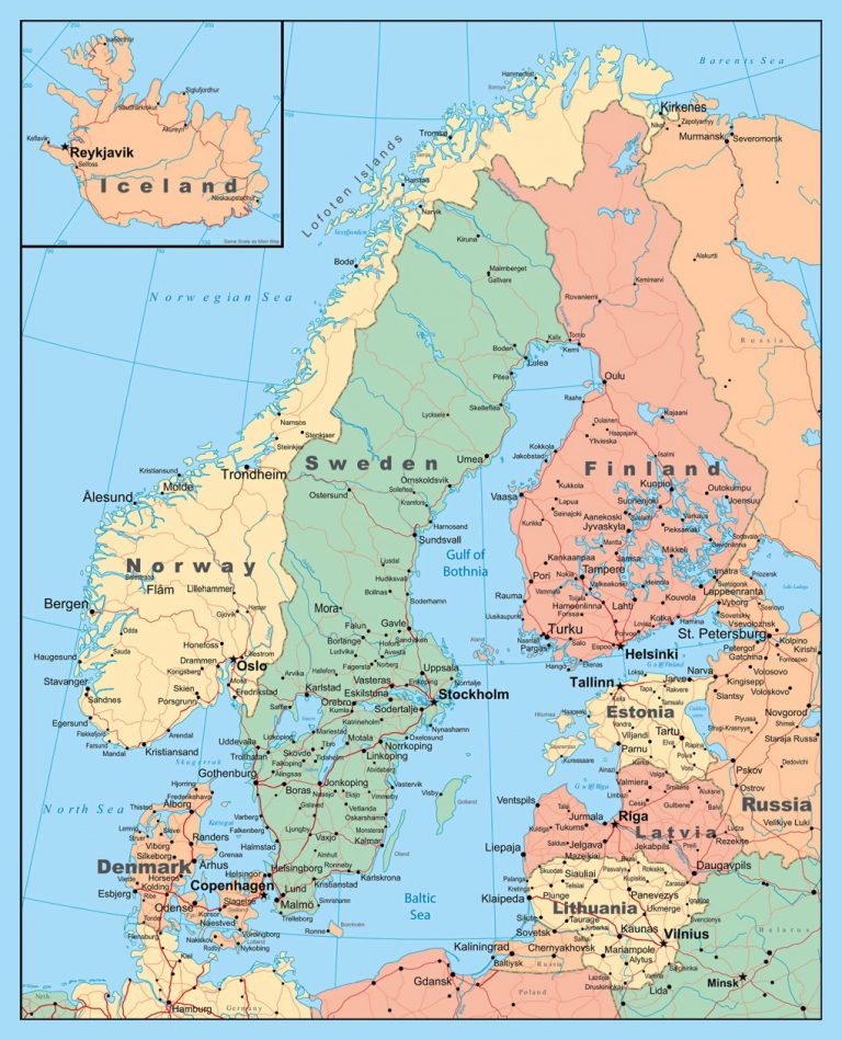 Detailed Political Map Of Scandinavia Vidiani Maps