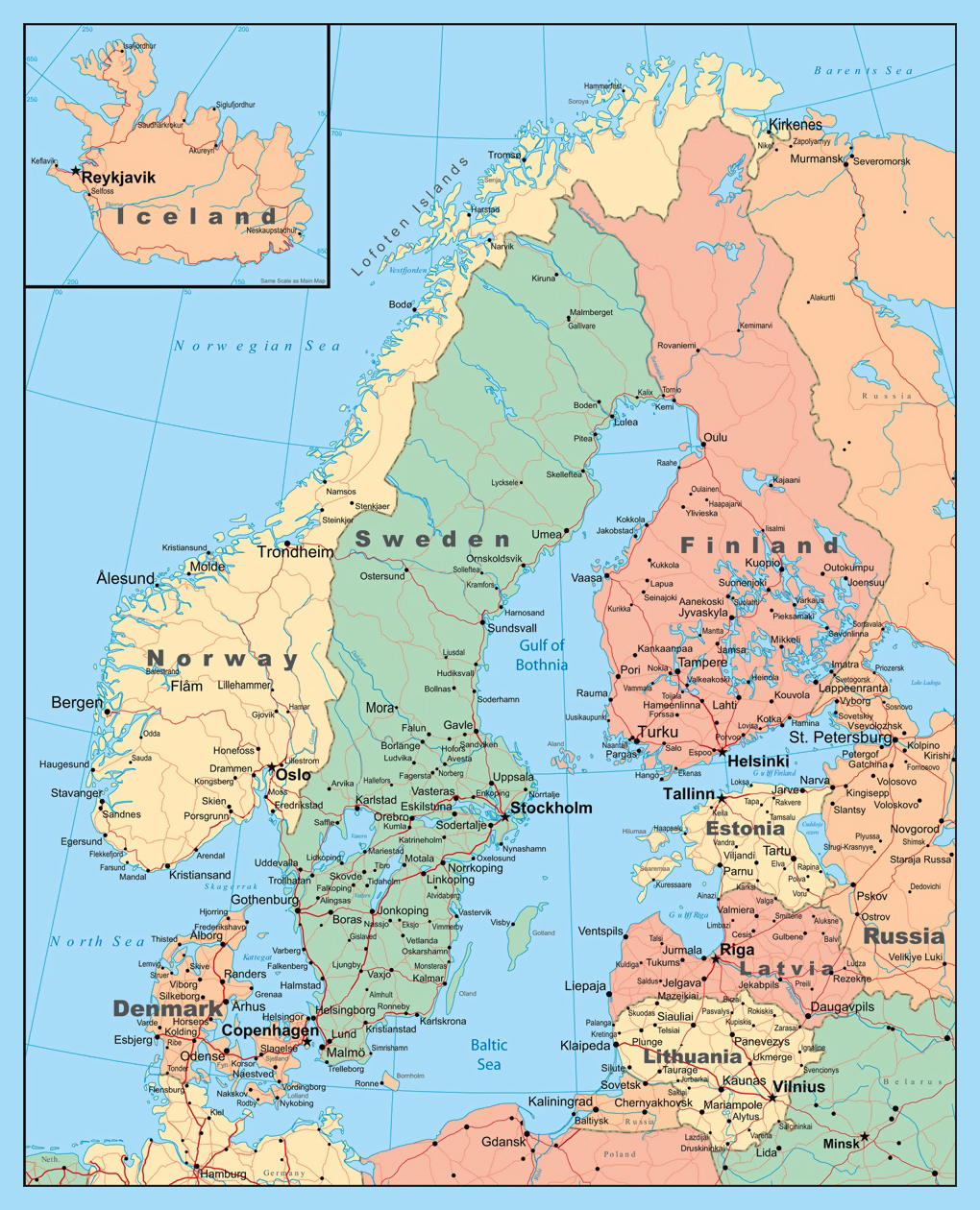 Detailed Political Map Of Scandinavia Vidiani Maps Detailed Political Map Of Scandinavia Vidiani Maps