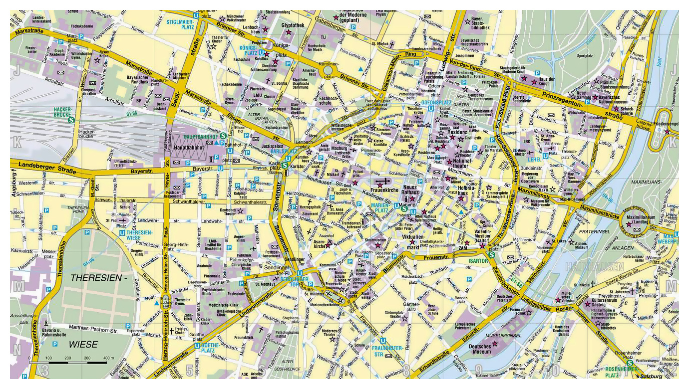 Detailed Road Map Of Munich City Munich Detailed Road Map 