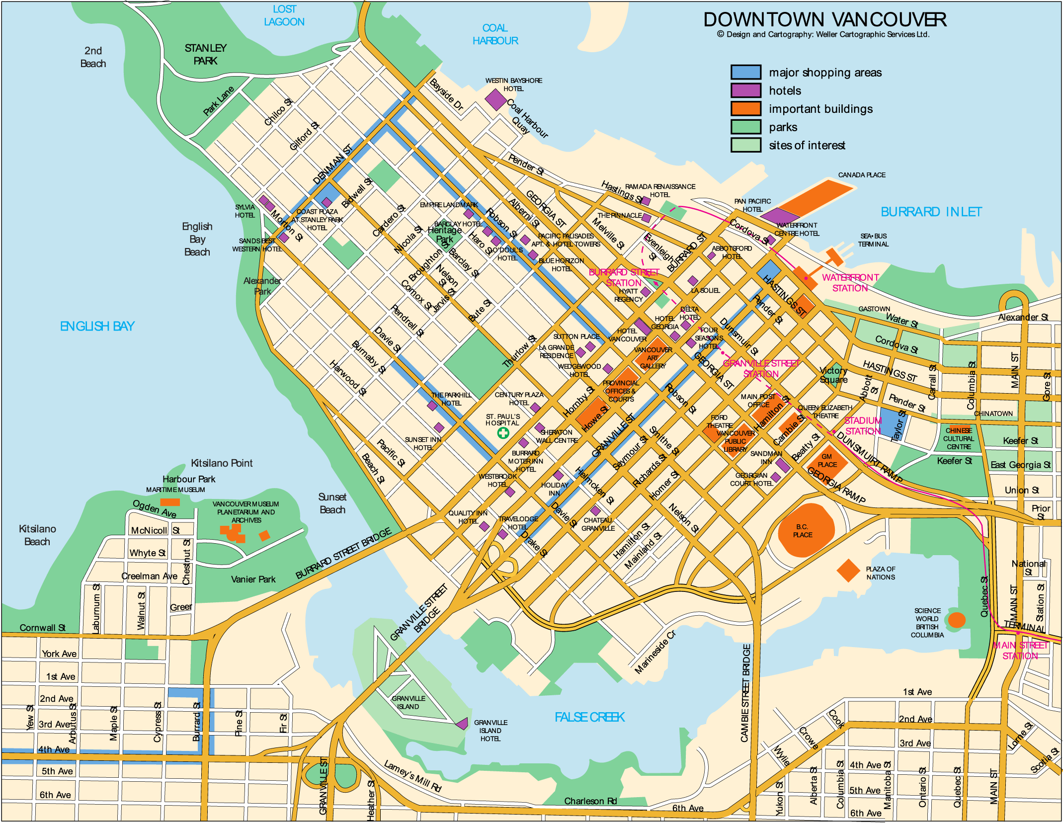 Downtown Of Vancouver Map Mapsof