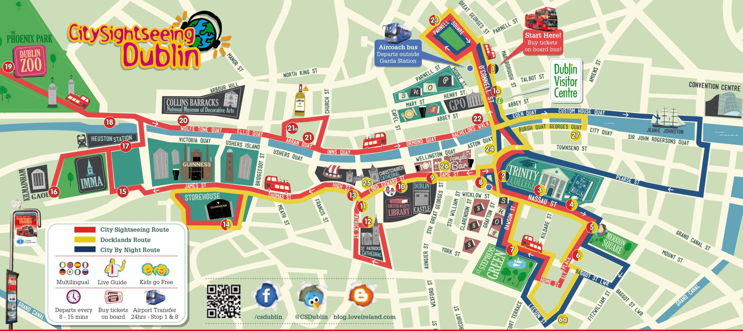 Dublin Map Of Sites Dubl n Bus Tur stico Autobuses 
