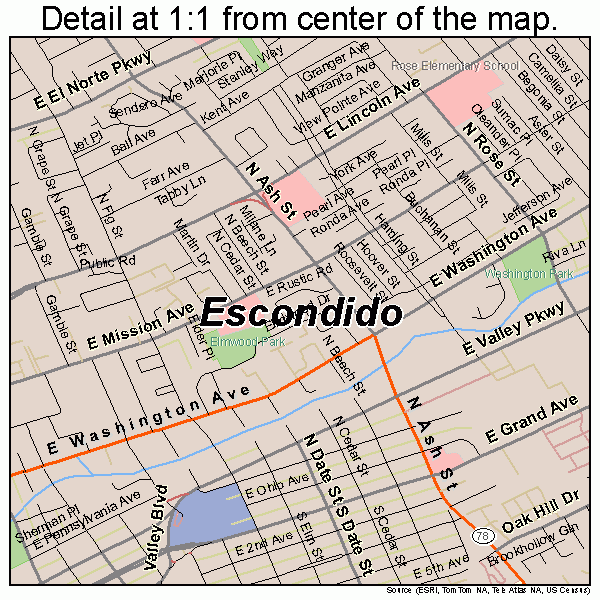 Escondido California Street Map 0622804