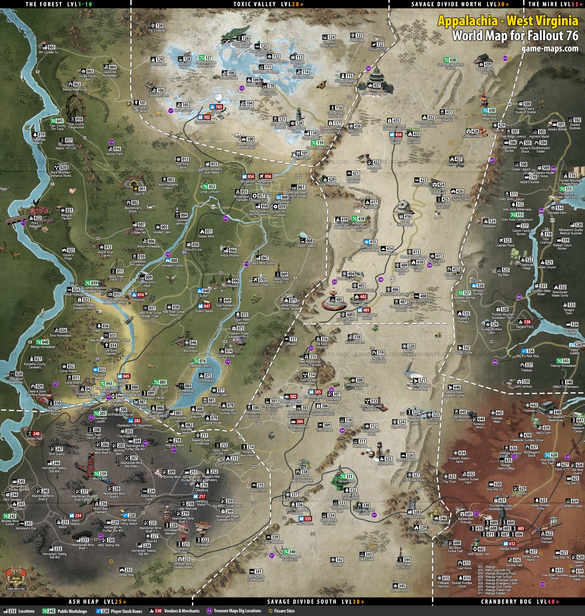 Fallout 76 Map All Locations HD Full Map Game maps