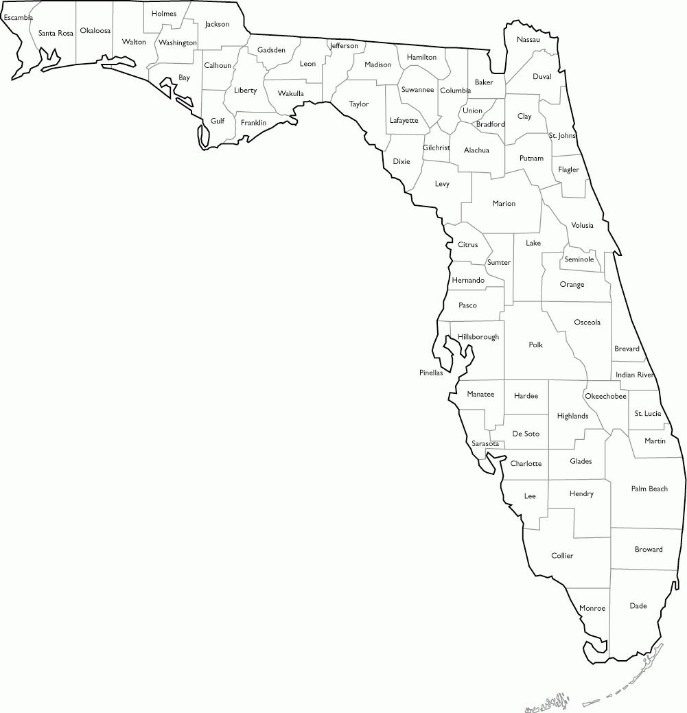 Florida County Map With County Names Florida County Map With County Names