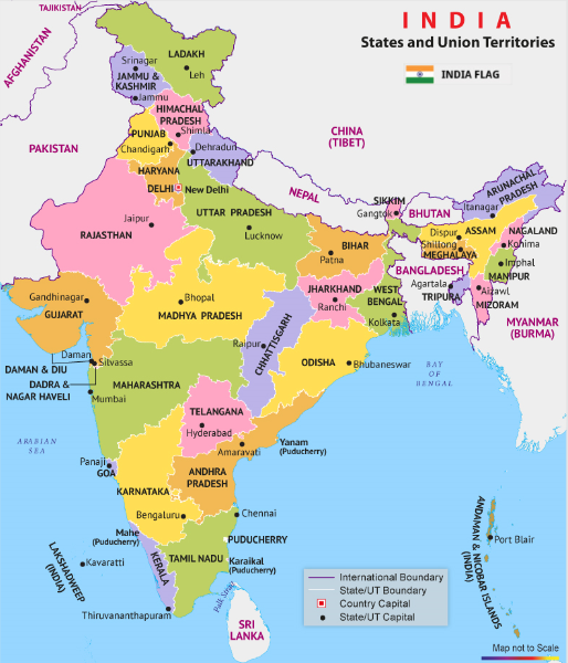 Free Printable Blank India Map With States In PDF 