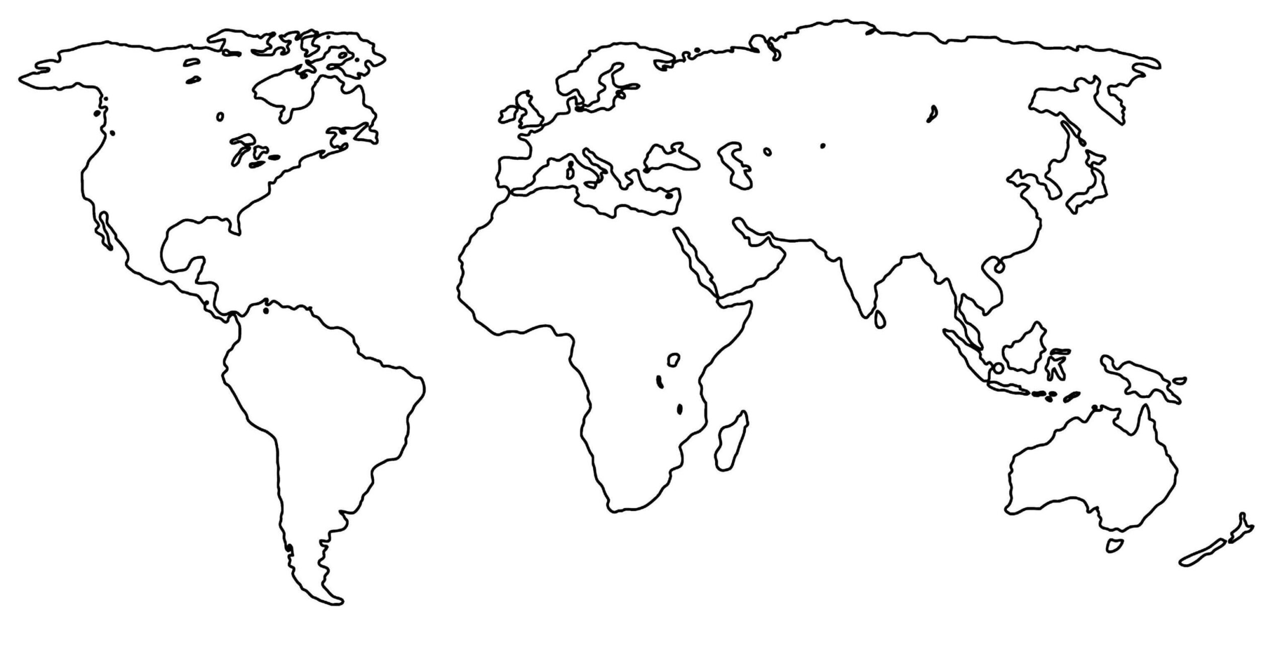 Free Printable Blank Outline Map Of World PNG PDF 