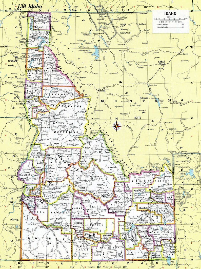 Idaho Map Instant Download 1980 Printable Map Digital Etsy Idaho Map Instant Download 1980 Printable Map Digital Etsy